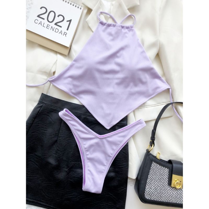 Bikini Pastel Áo Cổ Yếm Mặc Được 2 Kiểu