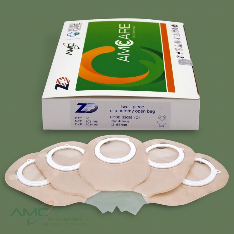 5 bộ túi hậu môn nhân tạo 2 mảnh cao cấp AMCARE mã sản phẩm 22055+ 22055V hoặc 22055+ 22055C