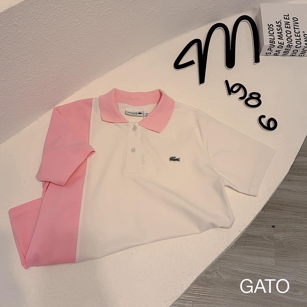 ÁO PHÔNG CÓ CỔ PHỐI MÀU HỒNG TRẮNG SIÊU YÊU CHO NỮ