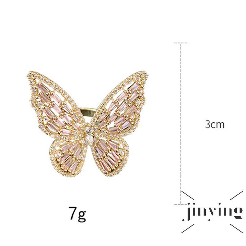 GETNOIVAS Nhẫn Kim Loại Mặt Hình Bướm Đính Đá Xinh Xắn Cho Nữ