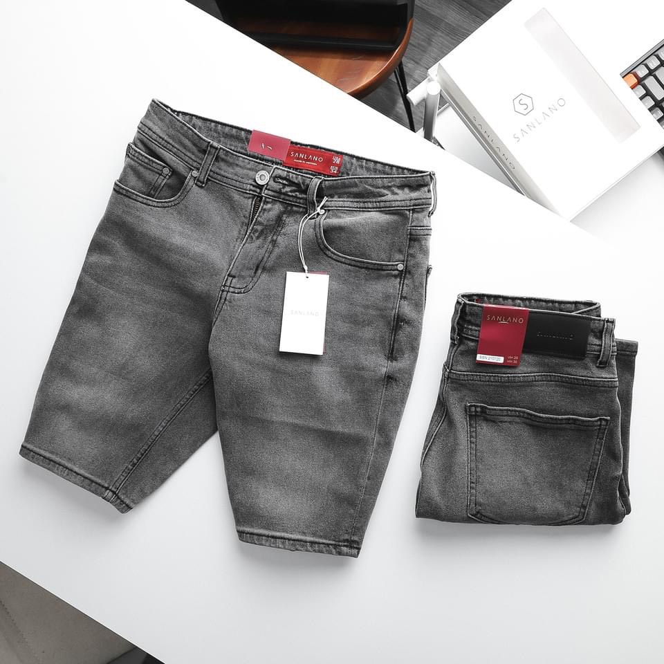 quần short jean nam xám form trơn basic cơ bản siêu đẹp kiểu dáng trẻ trung lịch lãm