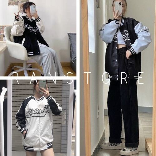 Áo bomber chữ VER kiểu cúc bấm phom rộng bigsize/ Áo khoác nam nữ dáng dài trẻ trung cá tính_ranstore