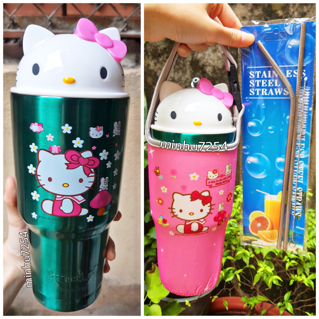 [COMBO HELLO KITTY SIÊU HOT] BỘ LY GIỮ NHIỆT 900ML ĐỒNG BỘ