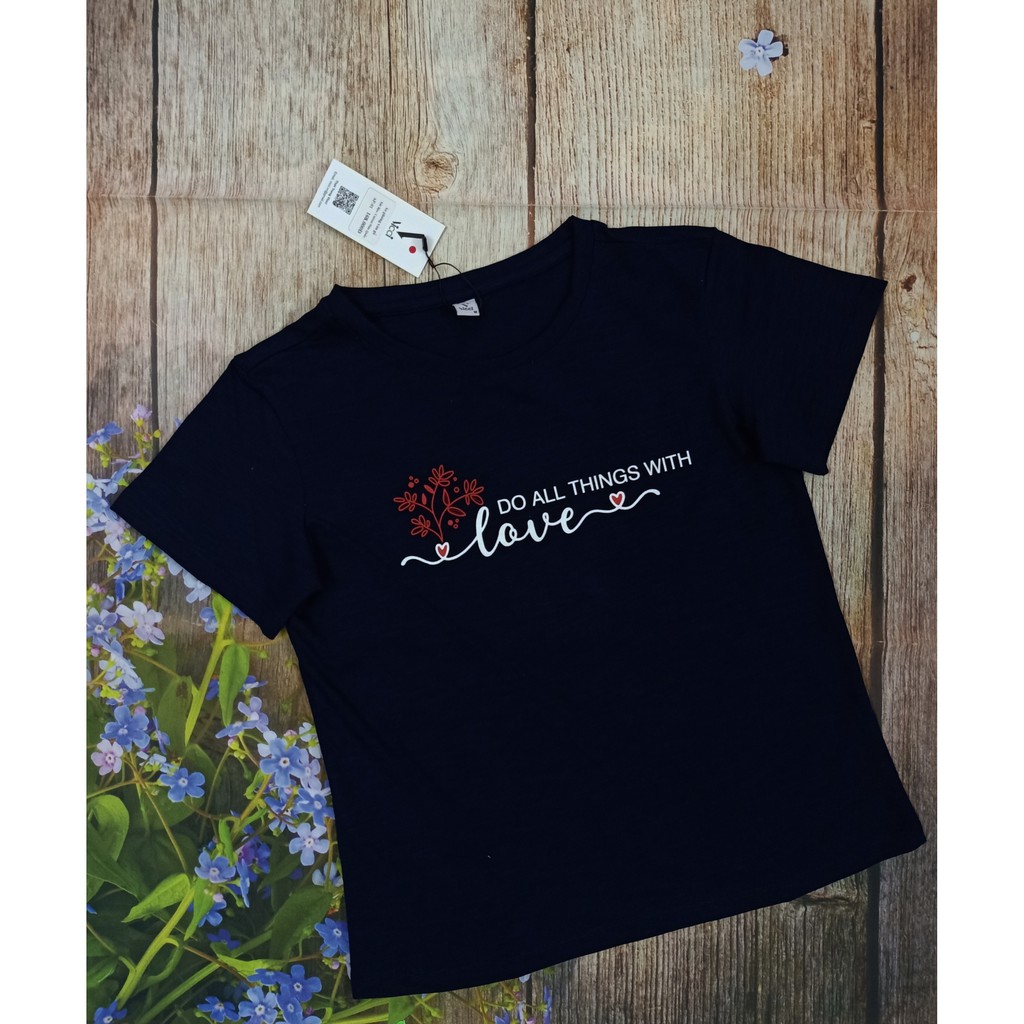 Áo phông nữ Vicci AP.01.2 chất liệu cotton vân gỗ in chữ Love