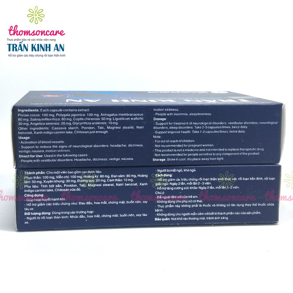 Trấn kinh an - hỗ trợ giảm rối loạn thần kinh, mất ngủ, đau đầu - Hộp 30 viên từ Hoàng kỳ, đan sâm và thảo dược