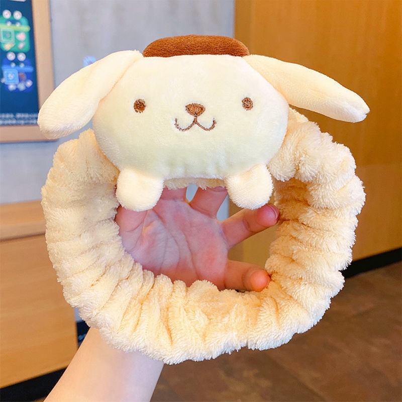 SANRIO Băng Đô Cài Tóc Co Giãn Đính Lông Nhung Dễ Thương Cho Nữ