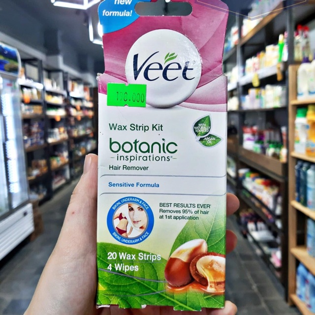 Miếng dán tẩy lông veet botanic (tẩy lông mặt, nách, vùng kín bikini) wax lông triệt lông - Chính hãng