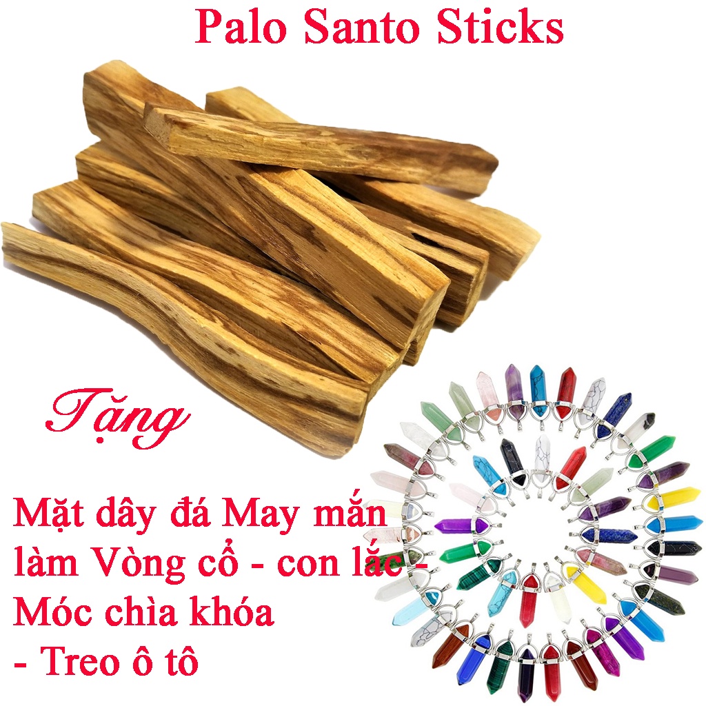 Combo 3-5-7 thanh Palo santo tặng mặt dây đá hình trụ D26 ngẫu nhiên