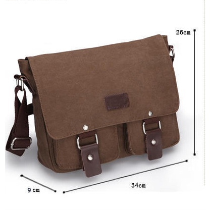 Túi Nam Đeo Chéo Messenger Vải Canvas Chống Thấm Màu Nâu / Xám Vừa Lap 13&quot;3 inch Zachi Shop T57