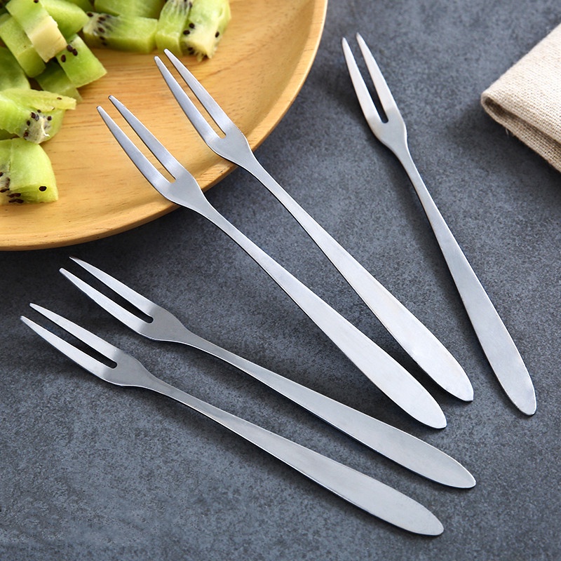 Bộ 5 nĩa ăn trái cây tráng miệng bằng thép không gỉ tiện lợi