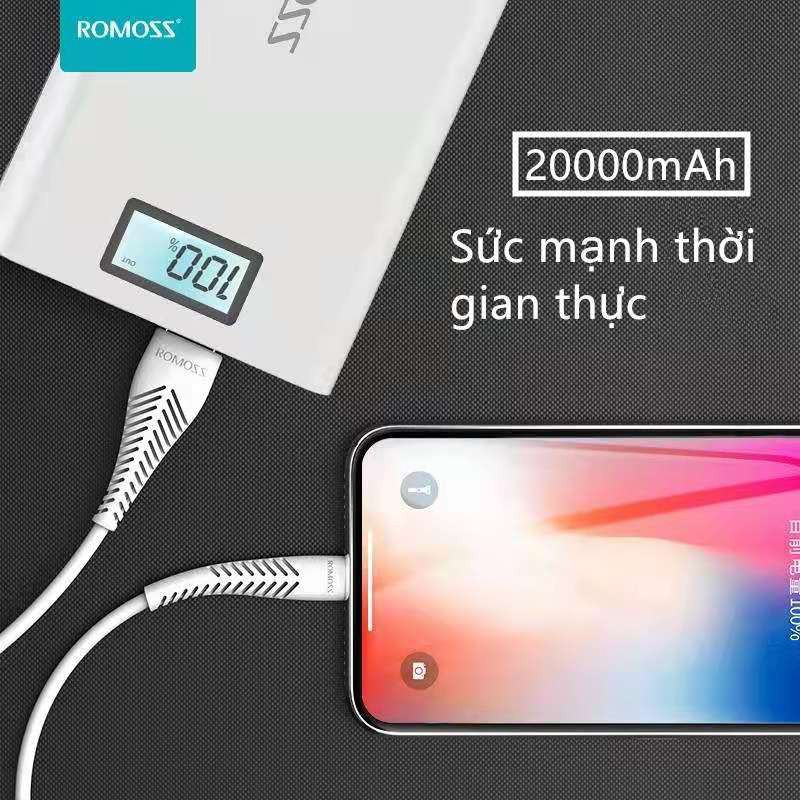 Pin sạc dự phòng 20.000mAh Romoss Sense 6plus LCD Trắng