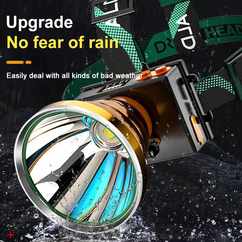 Đèn pha có thể sạc lại Đèn pha LED chống thấm nước 6000 Lumens Đèn pin siêu sáng 3 chế độ Đèn pha dành cho người lớn Đi bộ đường dài Cắm trại
