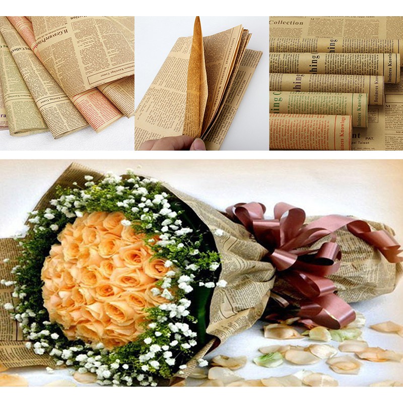 Cuộn Giấy Kraft Hai Mặt Dùng Gói Quà Giáng Sinh Phong Cách Vintage