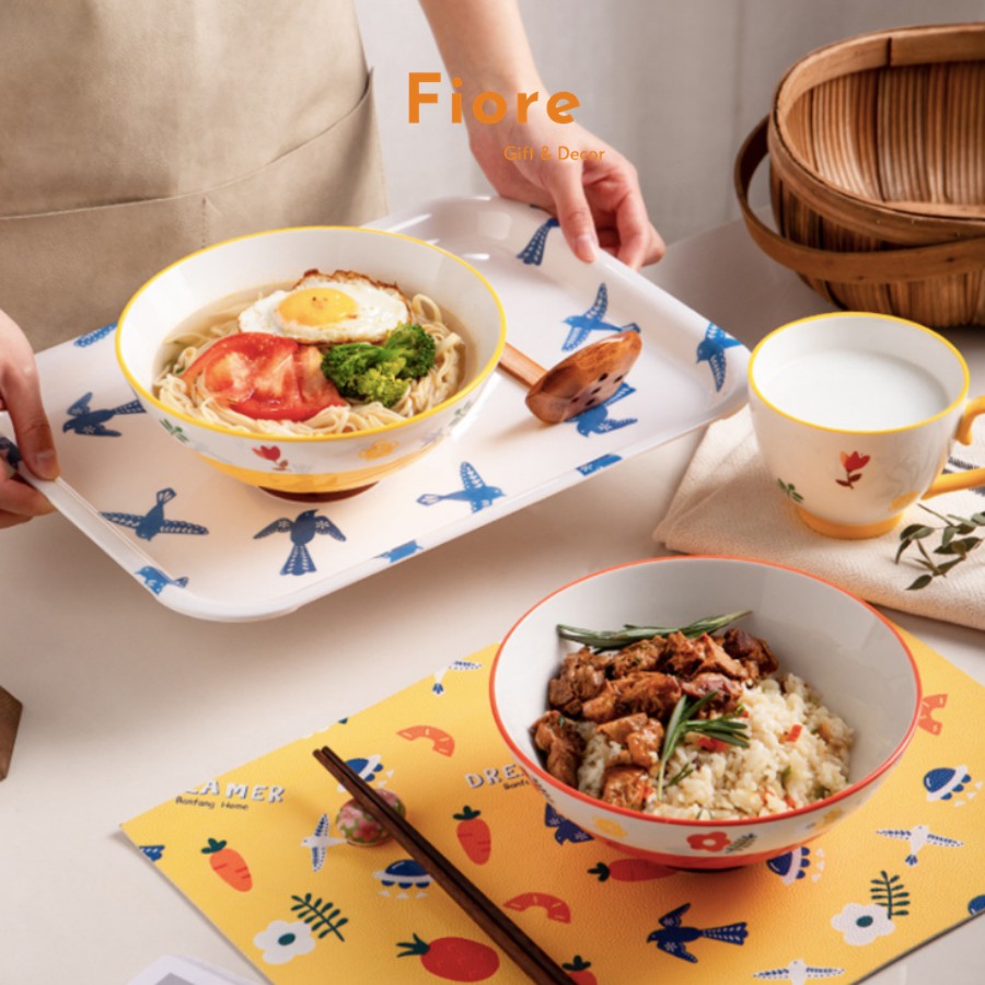 Tô sứ ăn mỳ, bát canh, tô đựng salad 7.5inch - họa tiết hoa nhí phong cách Nhật