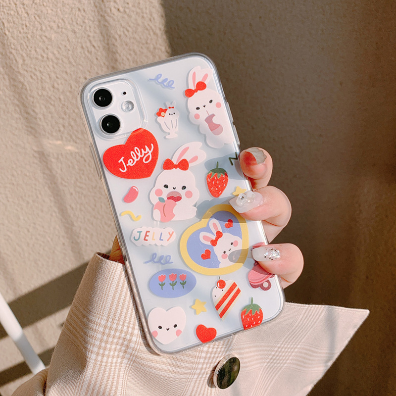 AirPods1/2 IPhone 7plus Fashion Korean Ins with the Same Girl Rabbit IPhone11pro Mobile Phone Case 8 Plus Iphone XsMax All-inclusive XR Soft 12iPhone Case