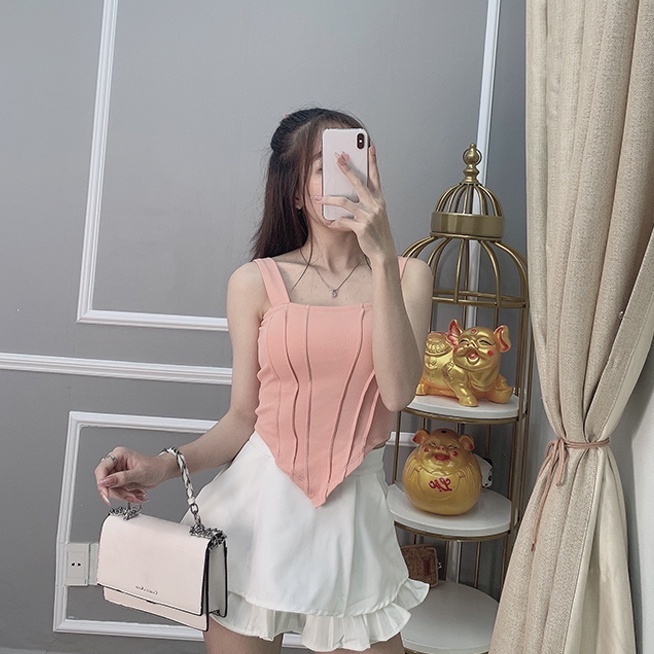 Chân váy trắng xếp ly 2 tầng dáng xòe đi chơi