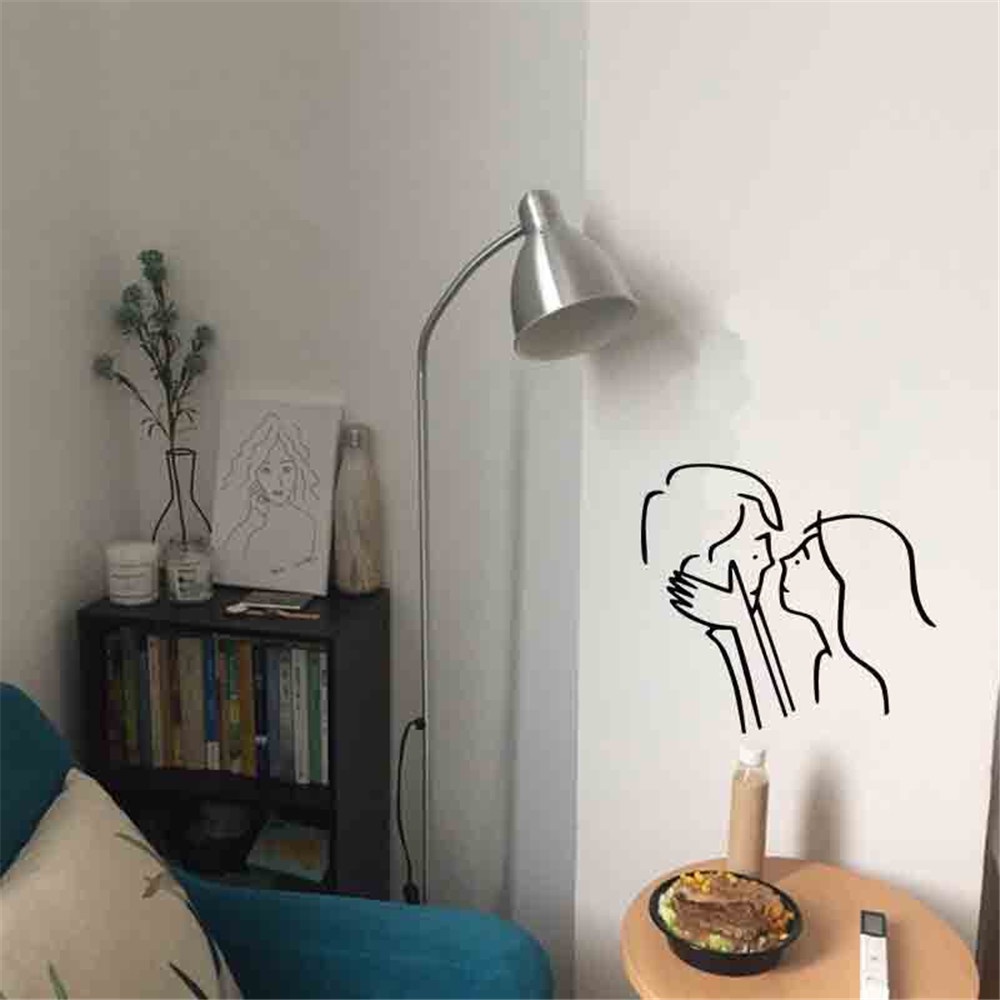 Miếng dán tường tự dính trang trí nhà cửa họa tiết cặp đôi phong cách Bắc Âu chất lượng cao