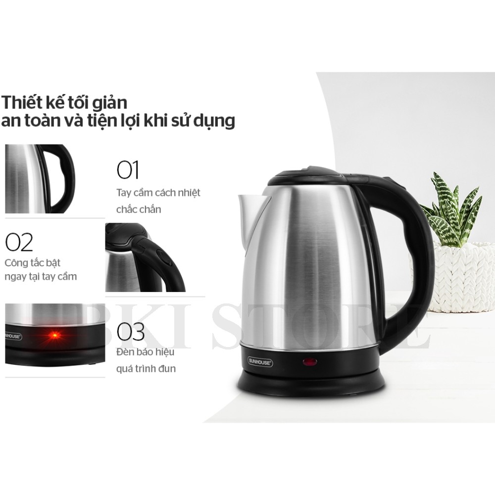 Ấm Đun Siêu Tốc, Bình Đun Siêu Tốc Công Suất 1500W, Dung Tích 1,5L