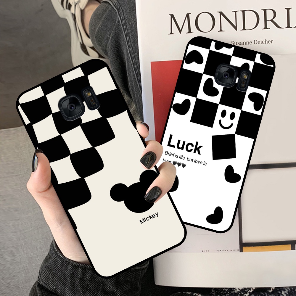 Ốp lưng Samsung S6 / S6 Edge / S7 / S7 Edge / Note 5 / Note FE  in hình sọc caro, họa tiết đen trắng dễ thương