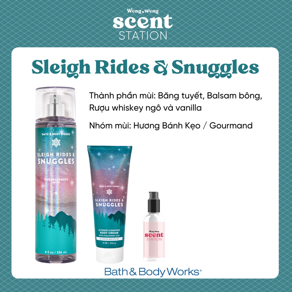 Bộ Sản Phẩm Chăm Sóc Cơ Thể Toàn Diện BBW mùi Sleigh Rides &amp; Snuggle