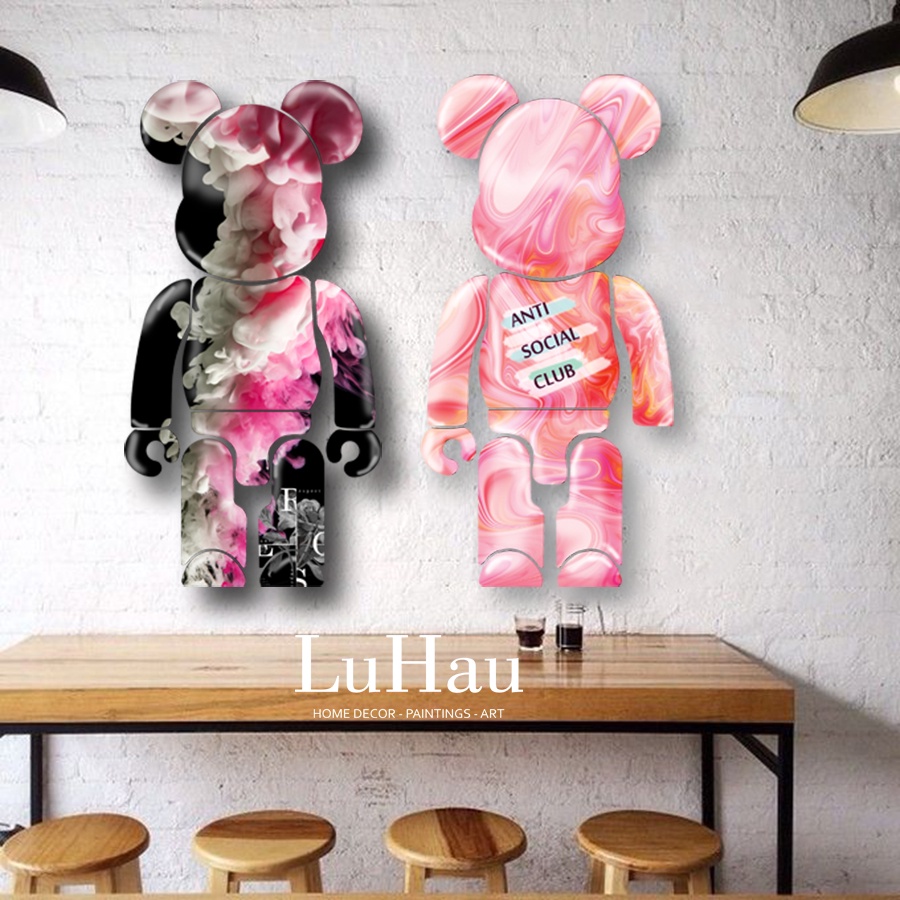 Gấu dán tường B.rick B.ear trang trí quán trà sữa cửa hàng phòng trọ