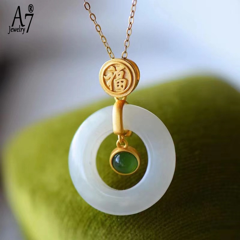 Vòng cổ Bạc Mặt Nhẫn Ngọc Bích A7 Cho Nữ