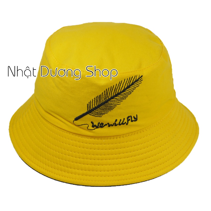 [ Hình thật ] Nón bucket chiếc lá 2 mặt mũ tai bèo vành nhỏ thêu chiếc lá phù hợp cho nam và nữ