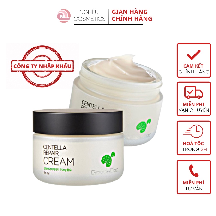 Kem Dưỡng Ẩm Phục Hồi Thải Độc Làm Sáng Da Rau Má Goodndoc Centella Repair Cream Hàng Nhập Khẩu Chính Hãng