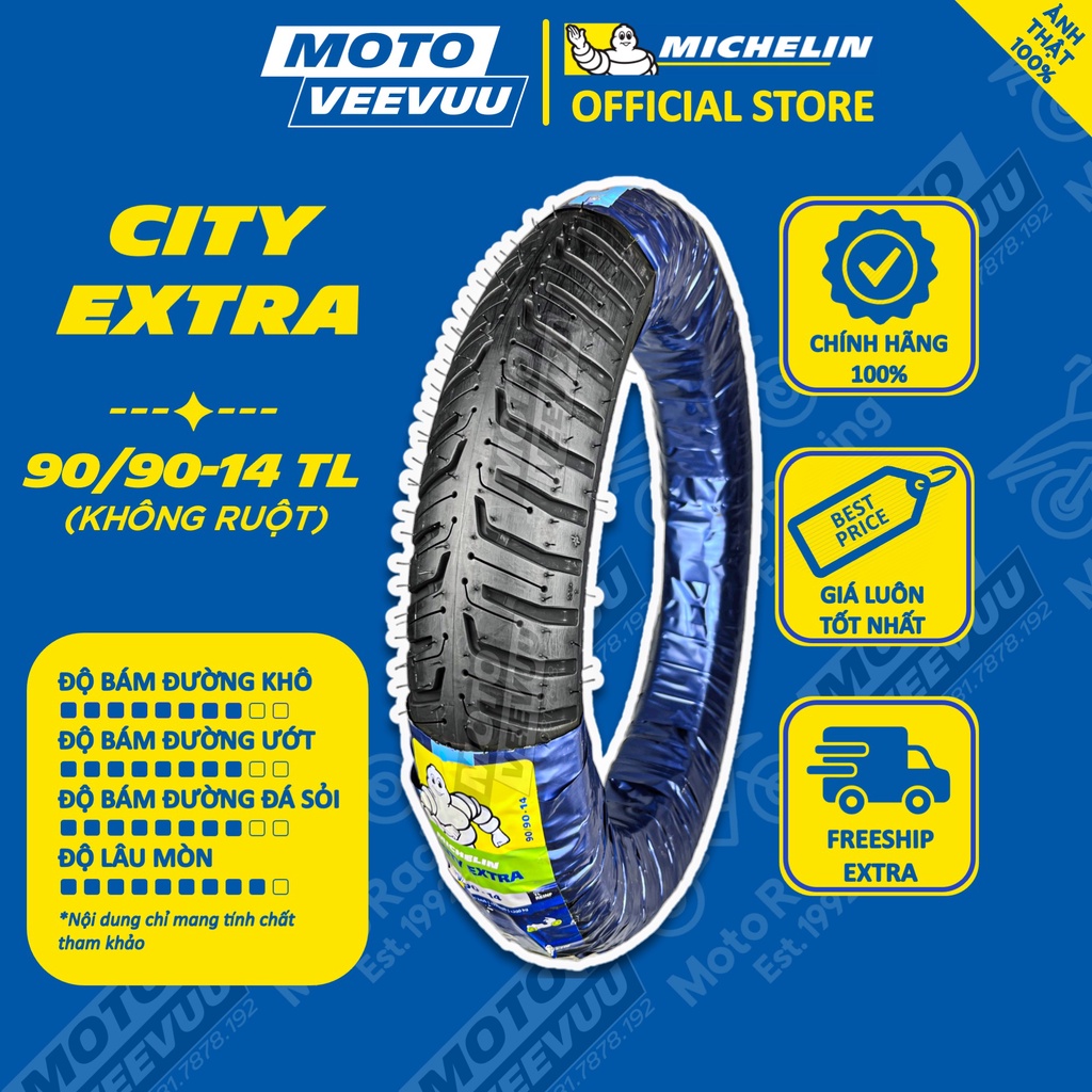 Vỏ lốp xe máy MICHELIN 90/90-14 TL City Extra (Lốp không ruột)