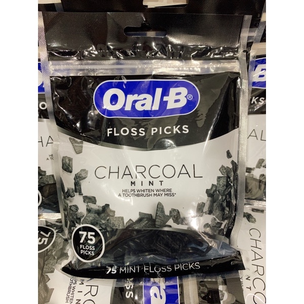 Cung/Tăm chỉ nha khoa Oral-B Floss Picks Charcoal 75 cây/1 gói