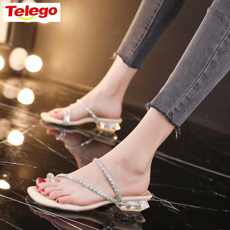 Dép Quai Ngang Đính Đá Lấp Lánh Thời Trang Cho Nữ