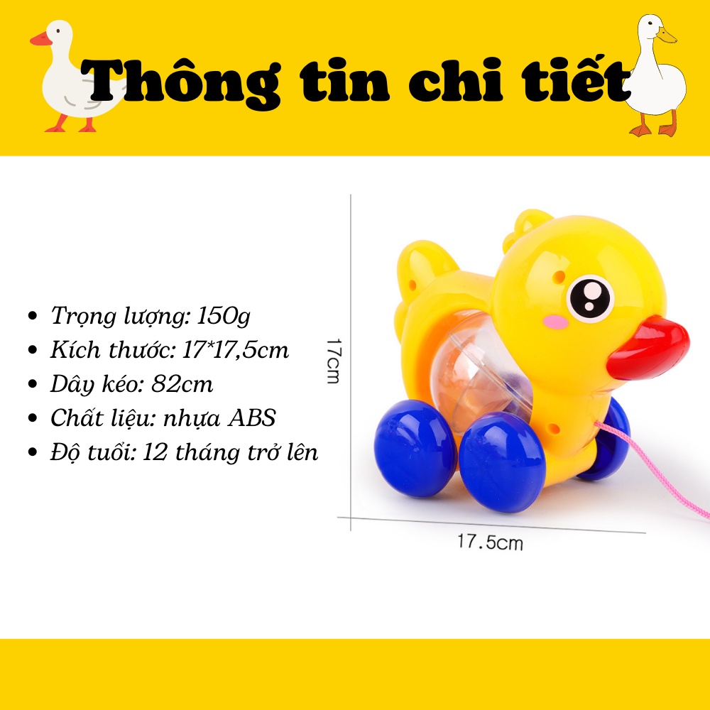 Xe kéo vịt con cho bé có hạt lắc cho bé kéo tập đi thích thú đồ chơi trẻ em thông minh cho bé trai bé gái 1 2 tuổi babye