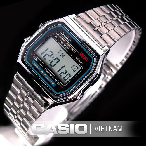 Đồng hồ nam casio A159-A158 full box Máy Nhật chống nước kính sapphire chống xước cá tính