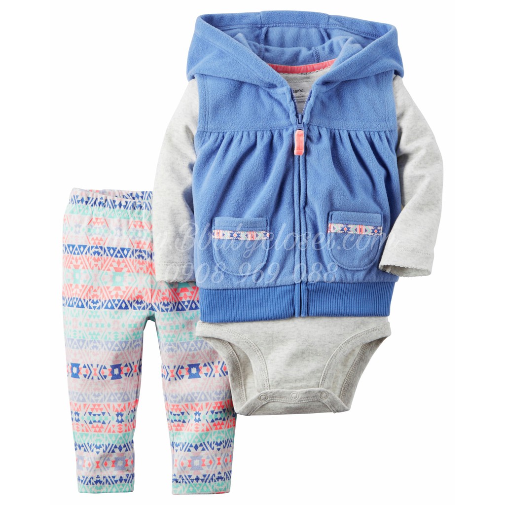Set vest Áo Bodysuit bé gái (3M-24M) Chính Hãng Carter's Mỹ