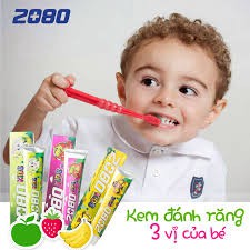 Kem Đánh Răng Dành Cho Trẻ Em 2080 Kids Toothpaste Ngăn Ngừa Vi Khuẩn Hương Táo & Dâu Từ Hàn Quốc