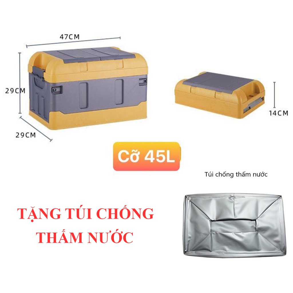 Thùng đựng đồ gấp gọn để cốp ô tô 3 ngăn loại 45L và 4 ngăn loại 75L Giao mầu ngẫu nhiên