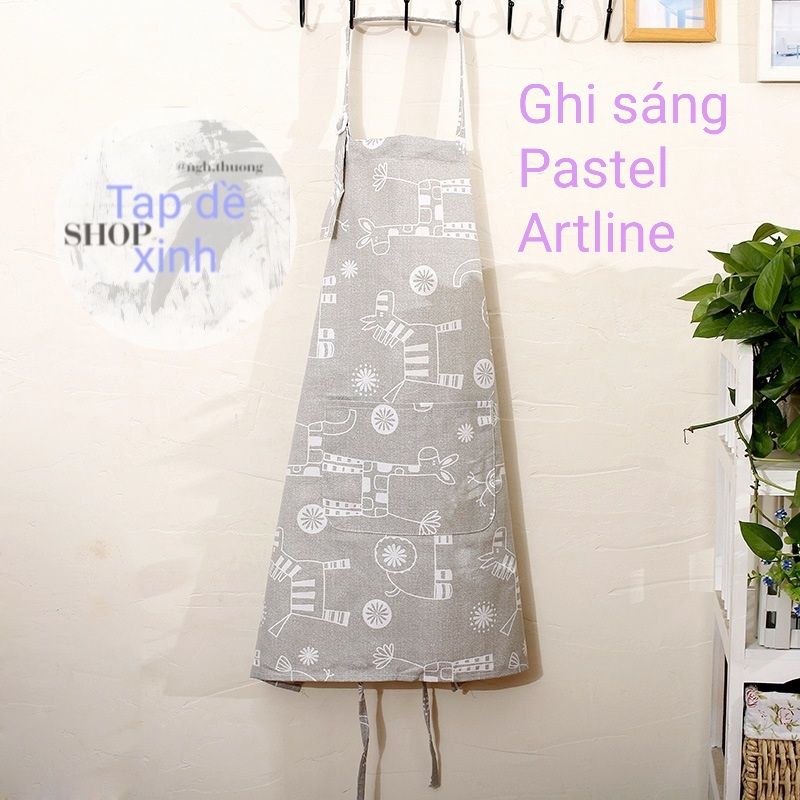 TapdexinhTạp dề vải Artline pastel dệt kim Hàn, có chốt điều chỉnh size 82x77cm