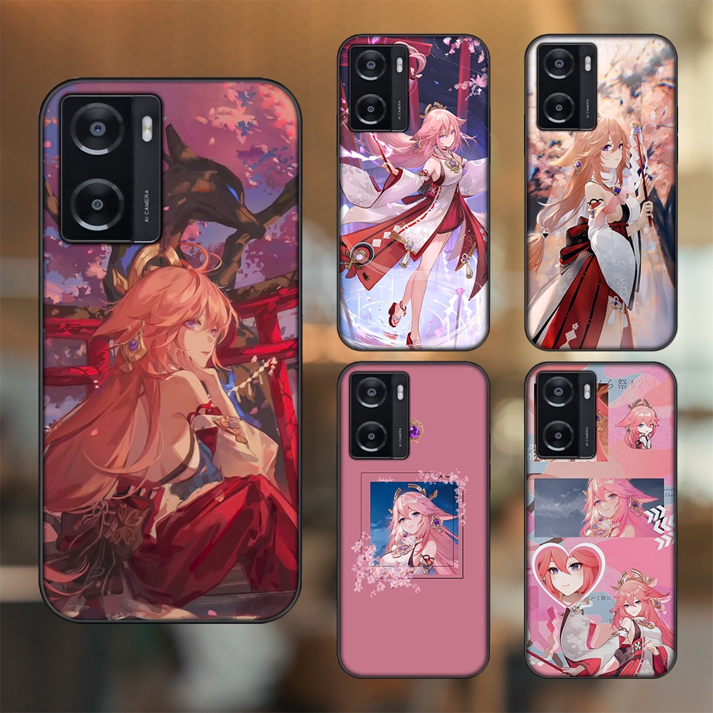 Ốp lưng Oppo A57 4G viền đen in hình Yae Miko Genshin Impact