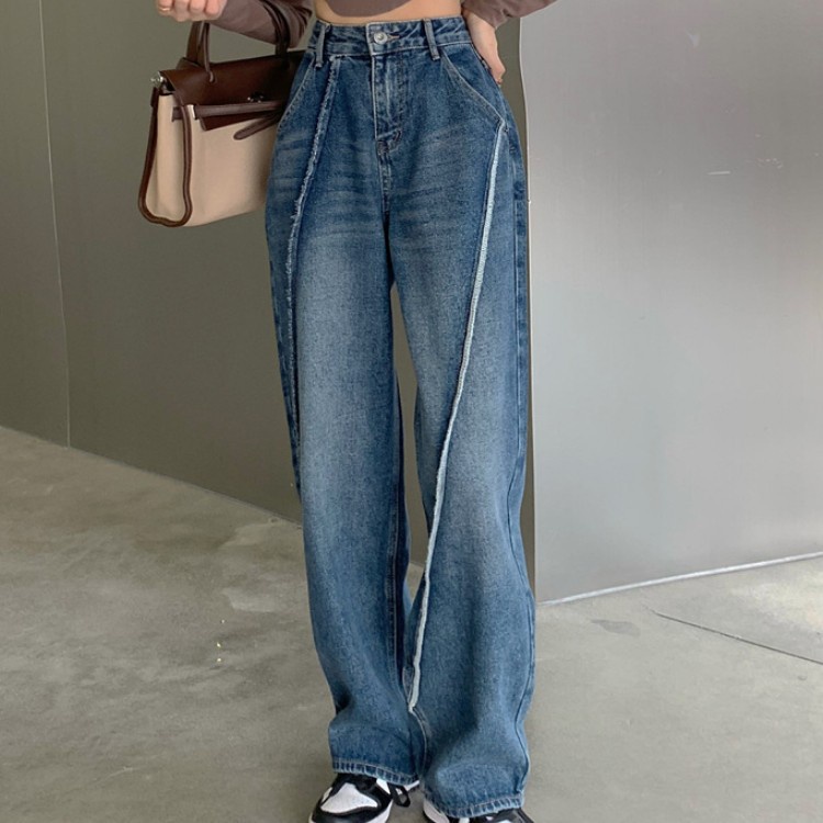 💃 Quần Jeans Nữ Vạt Xước Chéo Ống Rộng Fullsize