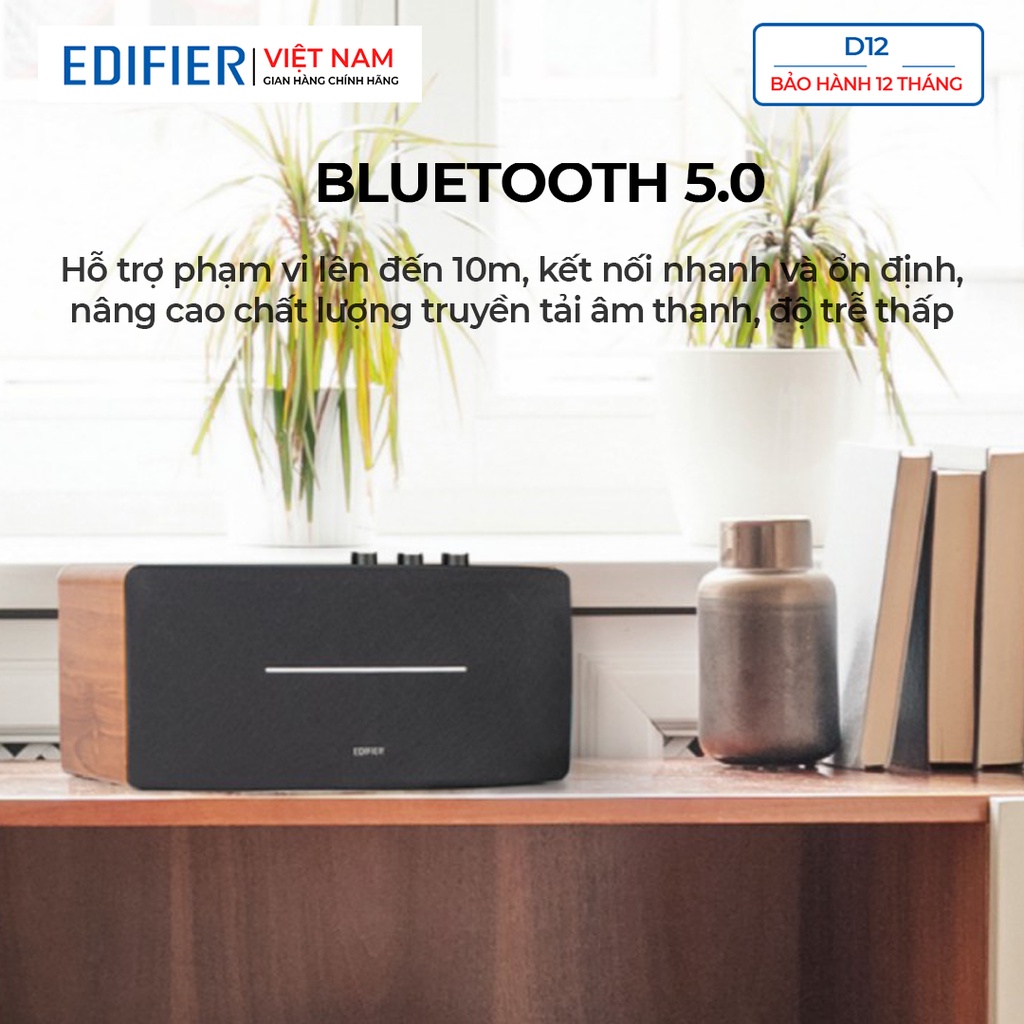 Loa bluetooth 5.0 Edifier D12 - CES 2020 Công suất 70W Thiết kế cổ điển Điều khiển từ xa - Hàng chính hãng