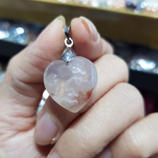 Dây chuyền mặt trái tim đá anh đào kèm dây đeo cổ