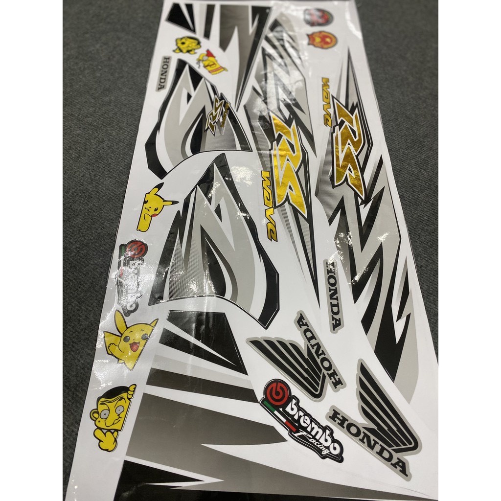 Tem rời Wave Alpha ( CROM RS ) phối màu. Dán cho Wave 50cc/100cc/110cc( Tem 3 lớp chống nước chống bay màu )