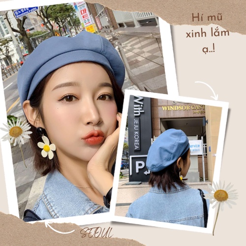 Mũ nồi nữ chất liệu cotton trơn, mũ beret nữ phong cách Hàn Quốc mã BR4