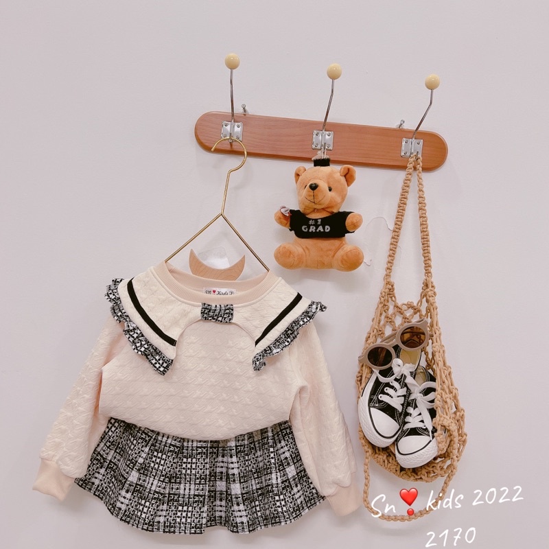 Set áo phối cv caro sn kids cho bé gái