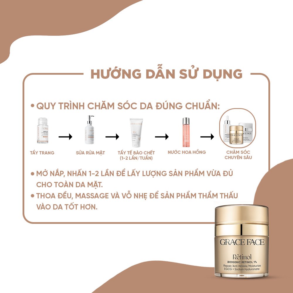 Combo serum siêu HA Glow Booster Serum và kem dưỡng Biogenic Retinol 1% Grace Face 30ml