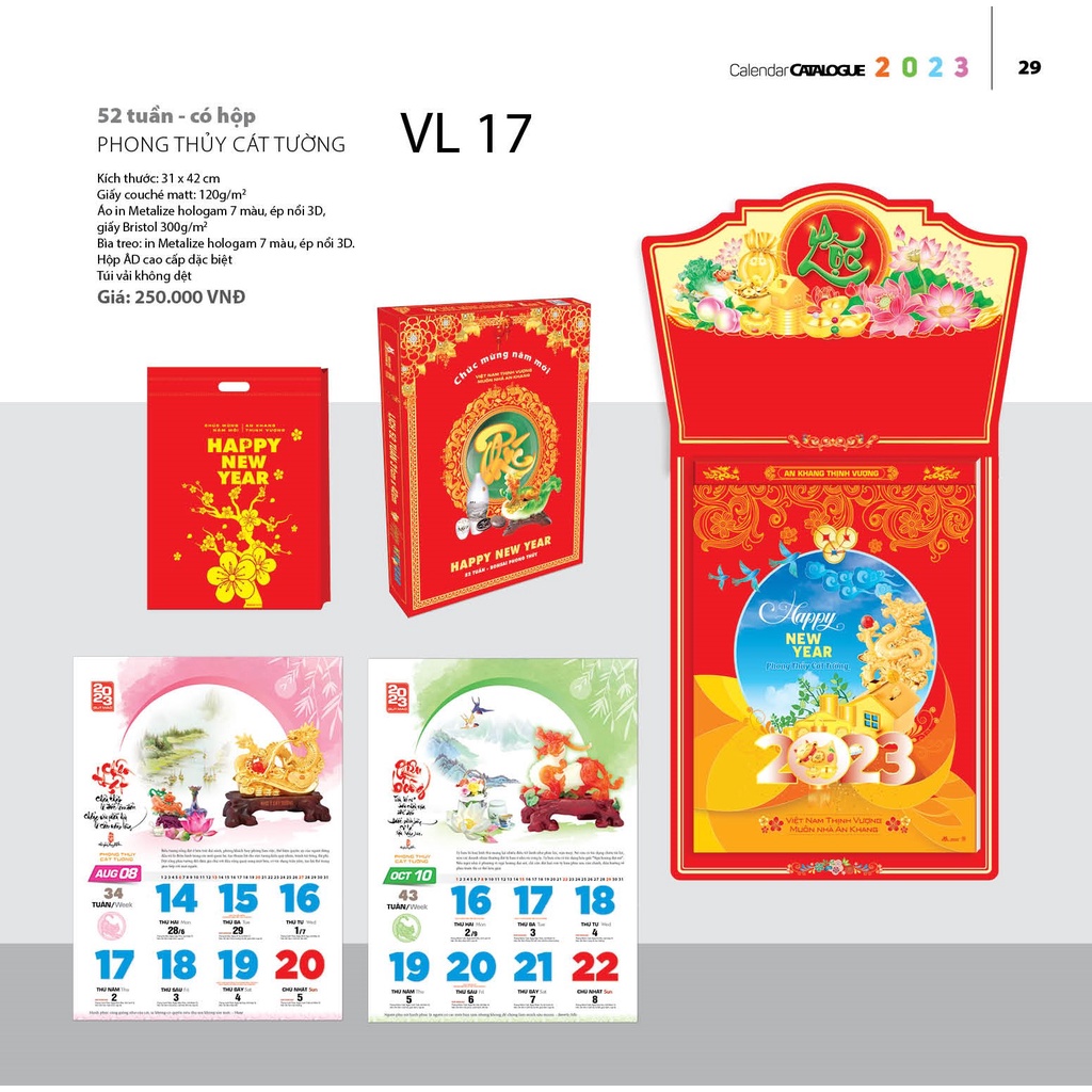 Lịch 2023: VL14 Phong Cảnh Thế Giới , VL15 Phong Thủy Cát Tường , VL16 Phong Cảnh Thế giới , VL17 Phong Thủy Cát Tường