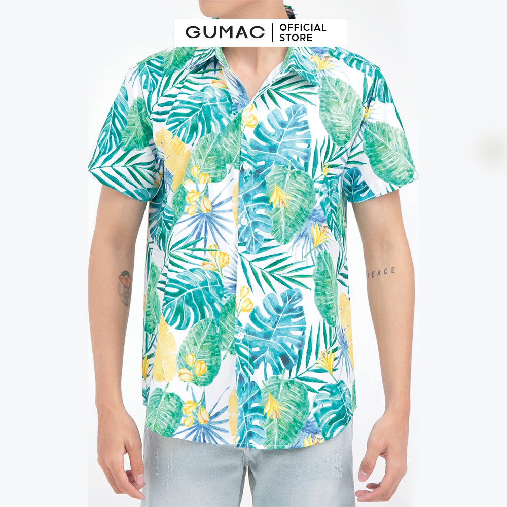 [Mã WABRGD12 giảm 10% đơn 250K] Áo sơ mi nam tay ngắn hình lá cọ GUMAC ANB6109 | BigBuy360 - bigbuy360.vn