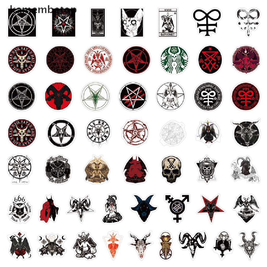 Set 50 miếng dán trang trí hình ác quỷ graffiti hỗn hợp phong cách gothic dành cho máy tính xách tay đàn guitar hành lý