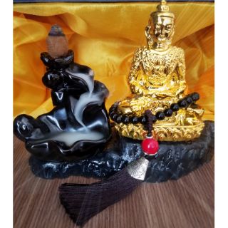 Thác trầm hương tượng phật mạ vàng