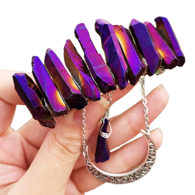 Kẹp Tóc Đính Đá Pha Lê / Mặt Trăng / Đá Thạch Anh Tự Nhiên Nhiều Màu Phong Cách Pháp Cổ Điển